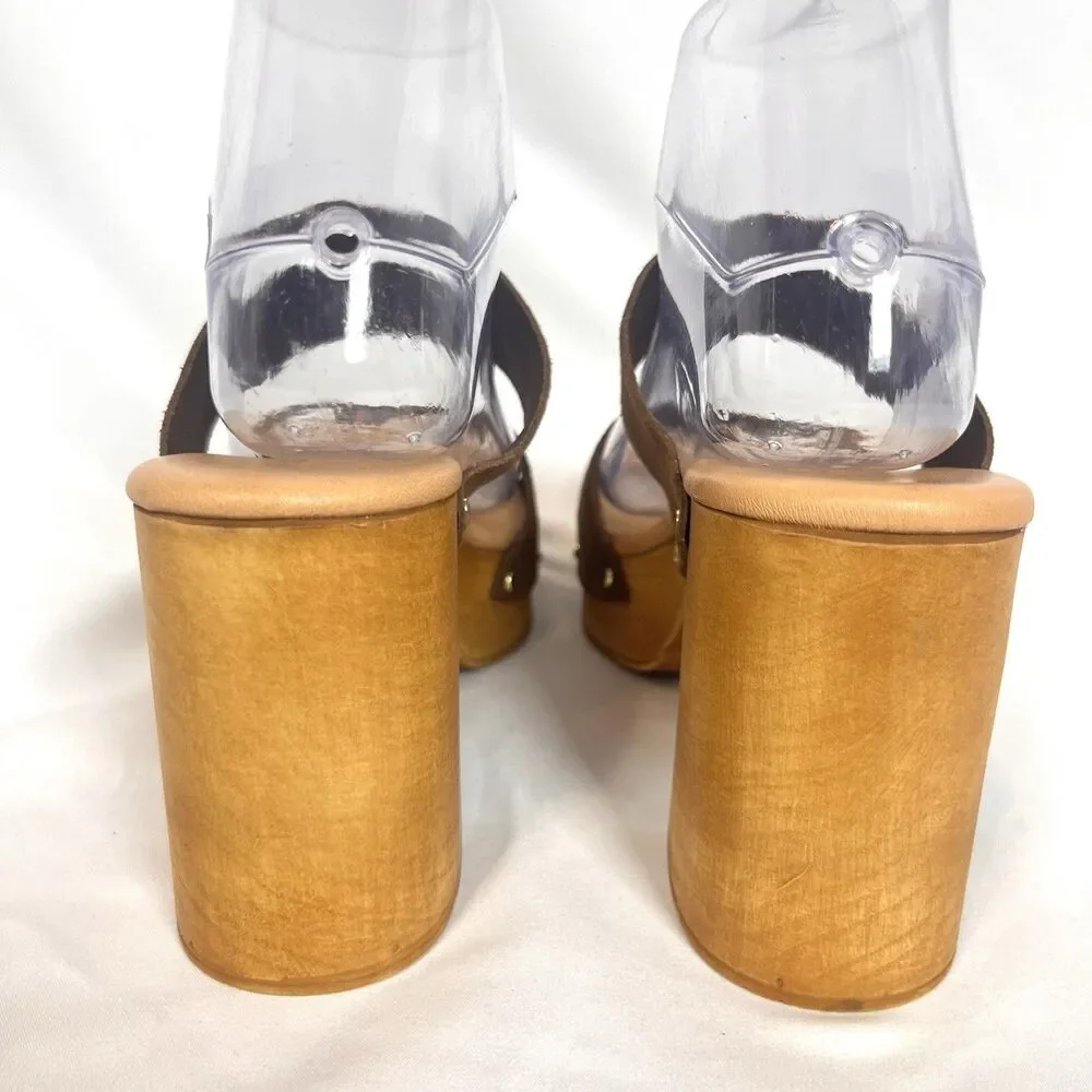 Ilaria Sartori Wooden Platform Suede Sandal Women's Size 38 US 7.5 Made In Italy